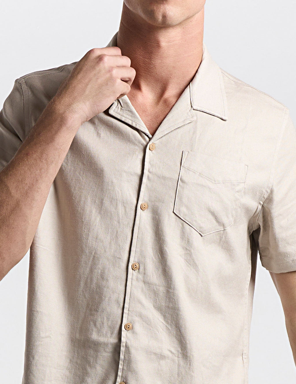 Tech Linen Camp Collar - Beige (The Shoreline)