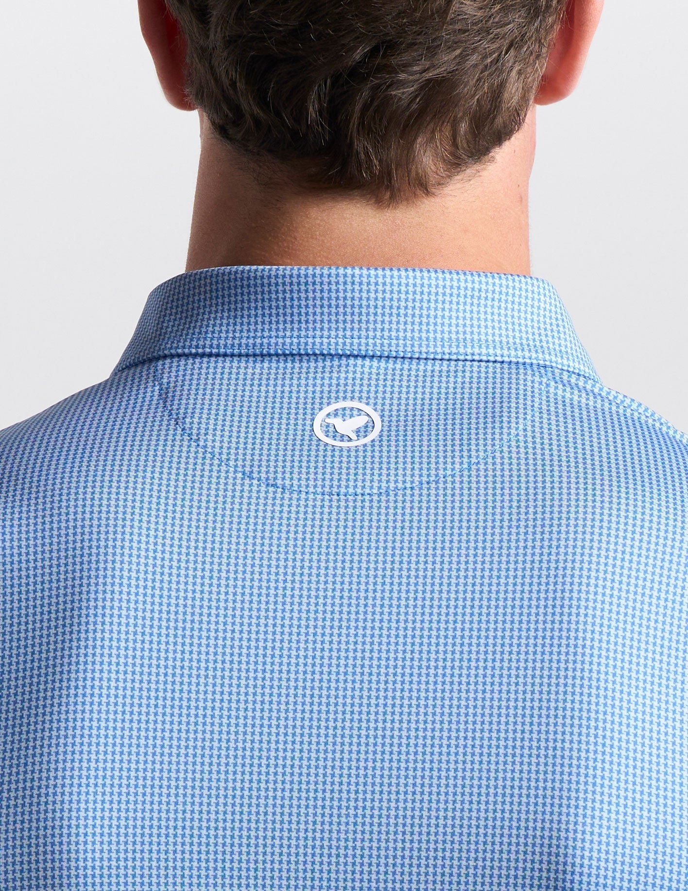 NoFlop Golf Polo - Blue Houndstooth (The Diplomat)